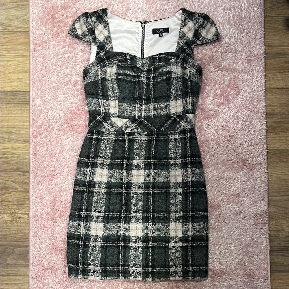 Guess Black and White Checkered Dress